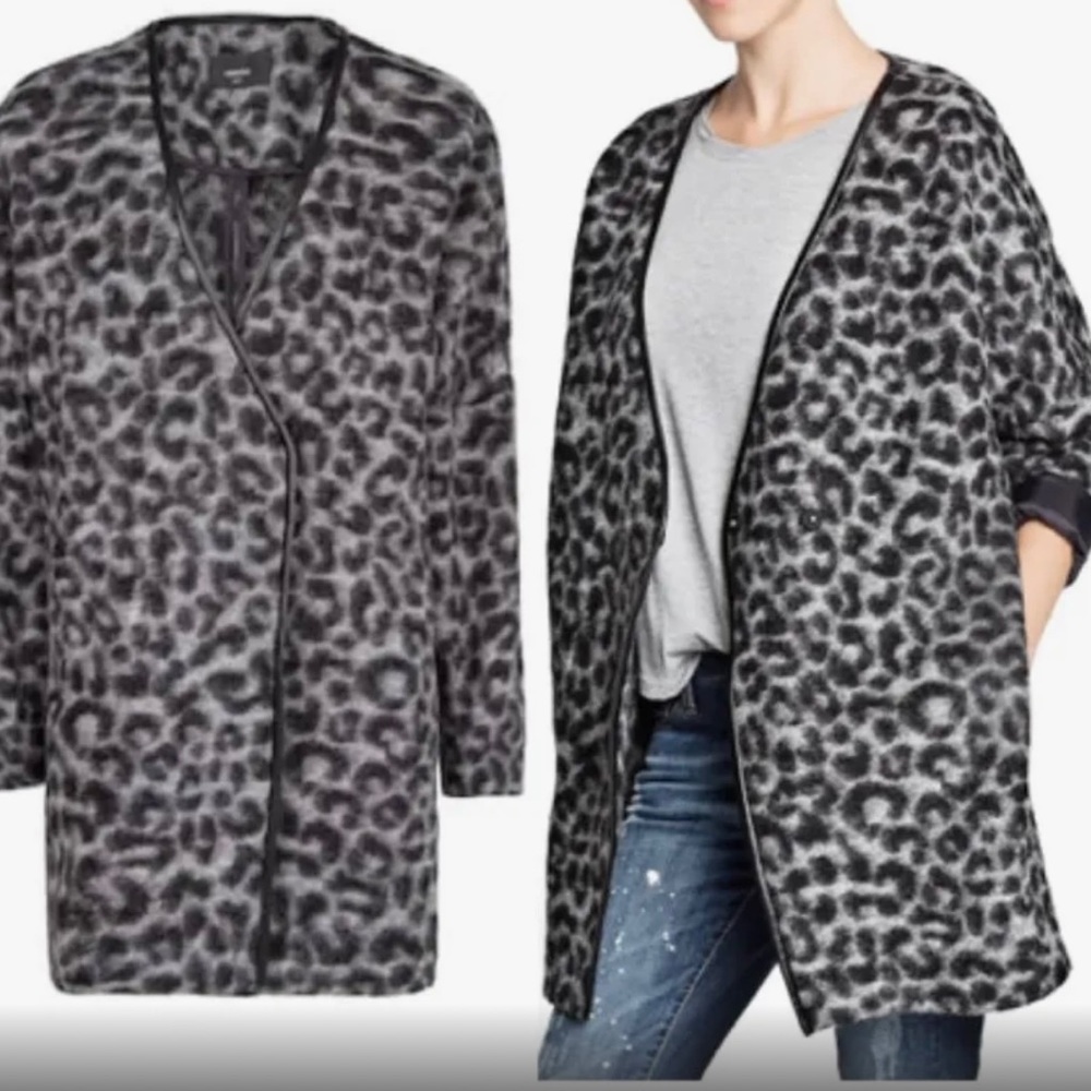 Mango Grey Leopard print coat